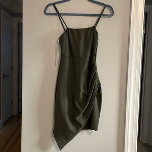 Green asymmetrical mini party dress